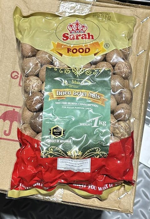 Dried Betel Nut (Whole) (Myanmar) (1 kg)