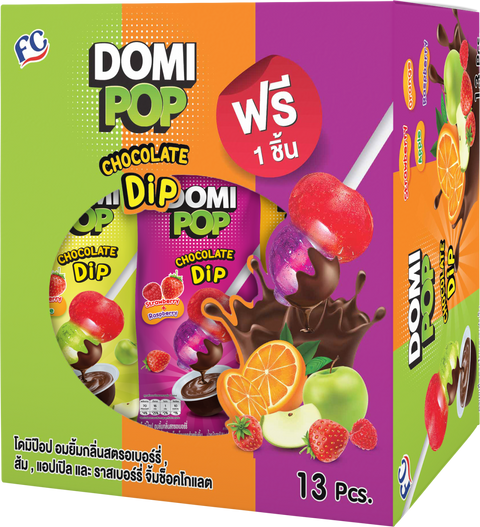 Domipop Strawberry & Apple Flavour With Chocolate Dip (17 g)