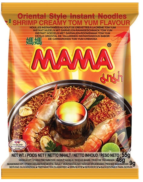 Mama Shrimp Creamy Tom Yum Flavoured Instant Noodles (55 g)