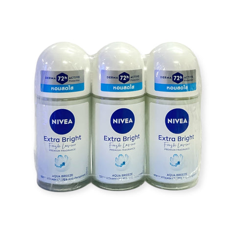Nivea Extra Bright Fresh Lavier Roll On (50 ml x 3)